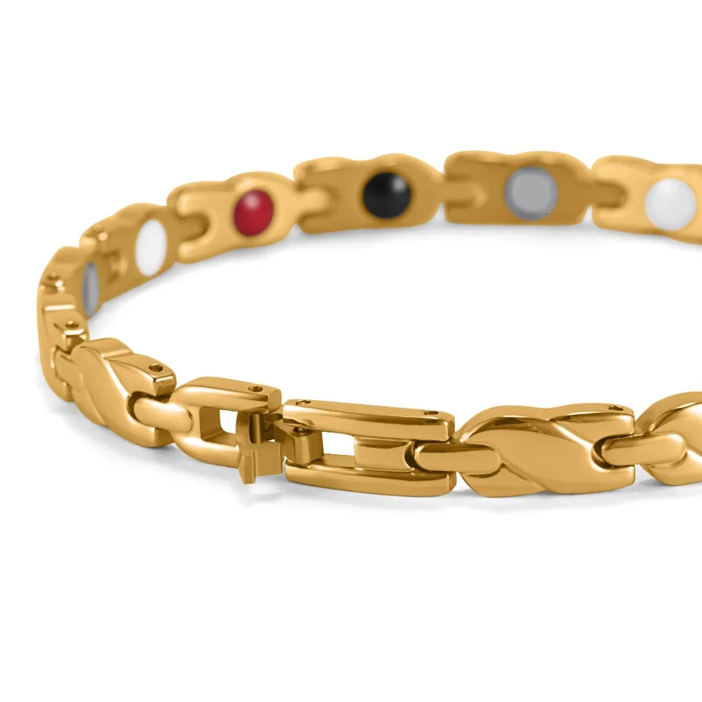 Rainso Для женщин Нержавеющая сталь браслет золото магнитный Jewelry Pulceras для германий