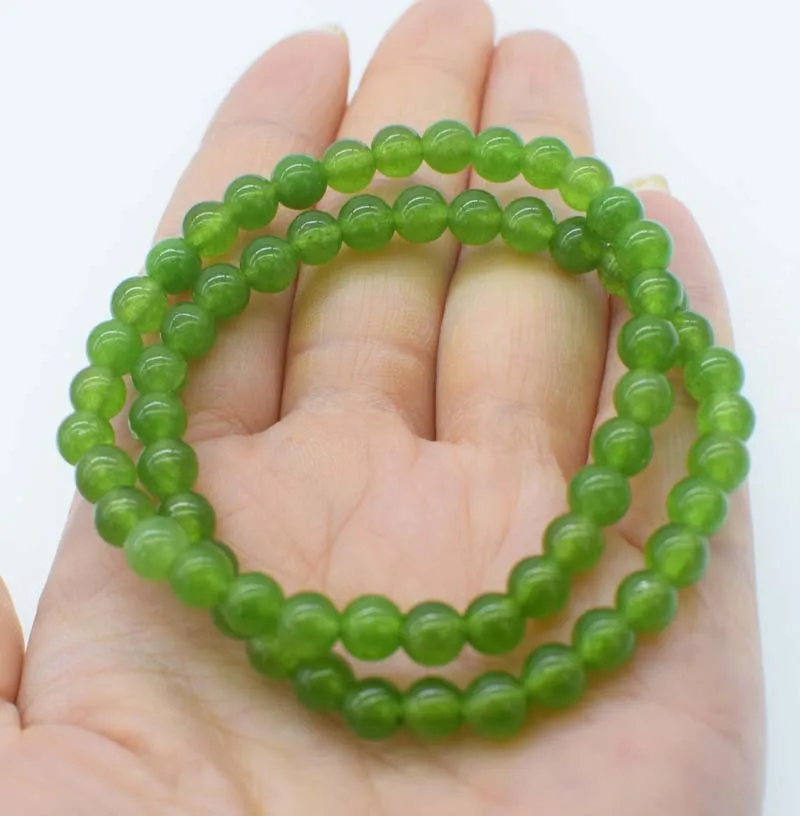 wow!green jades round 6mm bracelet 7.5inch wholesale beads FPPJ nature | Украшения и аксессуары