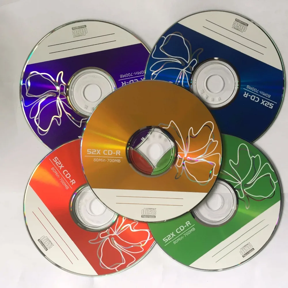 

Wholesale 10 discs Grade A+ 52x 700 MB Blank Multicolored Printed CD-R