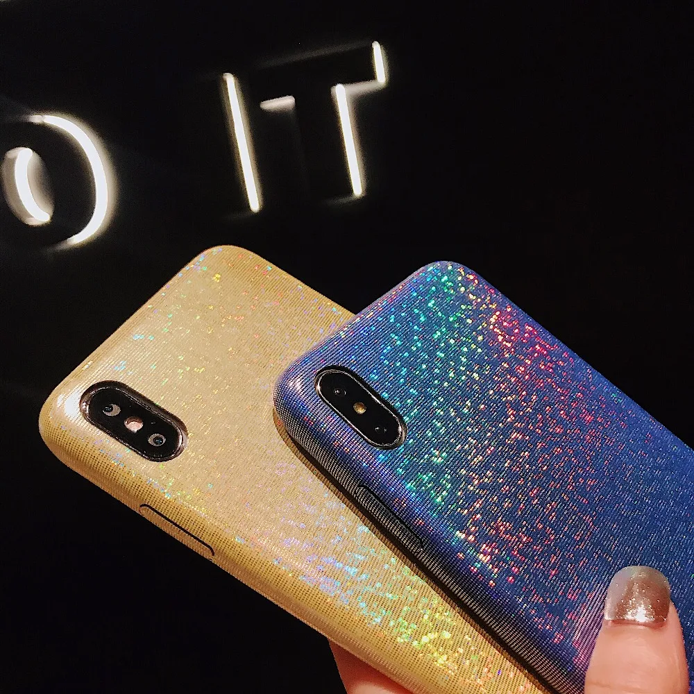 Laser aurora Glossy Total package side very soft and ultrathin For iphone 6 6p 6s 6sp 7 8 7P 8P X XS Max XR Phone Case |