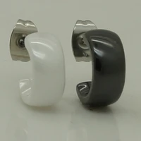 unisex menwomen classic and simple design whiteblack ceramic earring stud 1pc