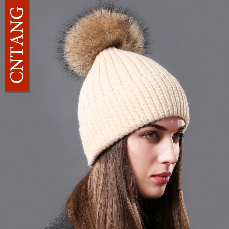 Классические осенне-зимние шапки CNTANG модная шапка из натурального меха енота