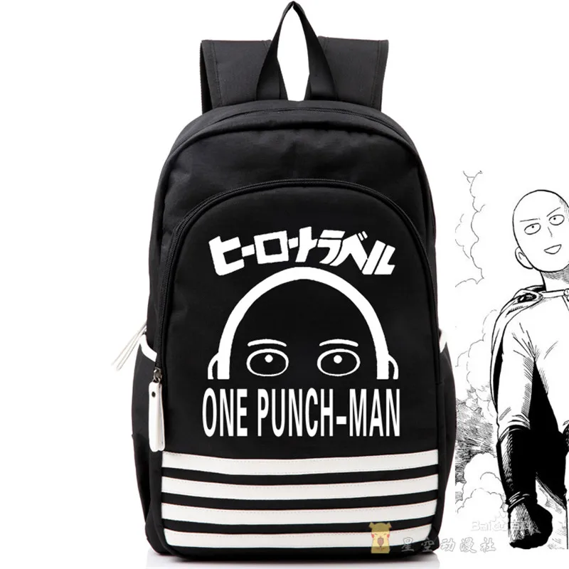 

New Fashion Unisex Cartoon Cosplay Oxford Shoulders Bag One Punch Man Student Black Bookbag School Bags Travel Backpack