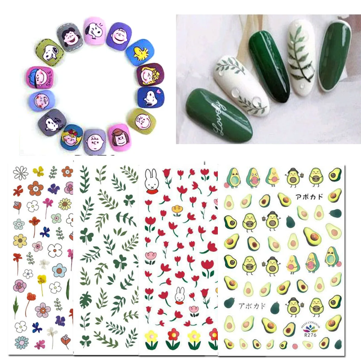 11 Sheets Nail Art Stickers 3D Summer Stickers Flower Fruit Plant Cartoon Dog Nail Decals for Women Kids Manicure DIY Nail Salon