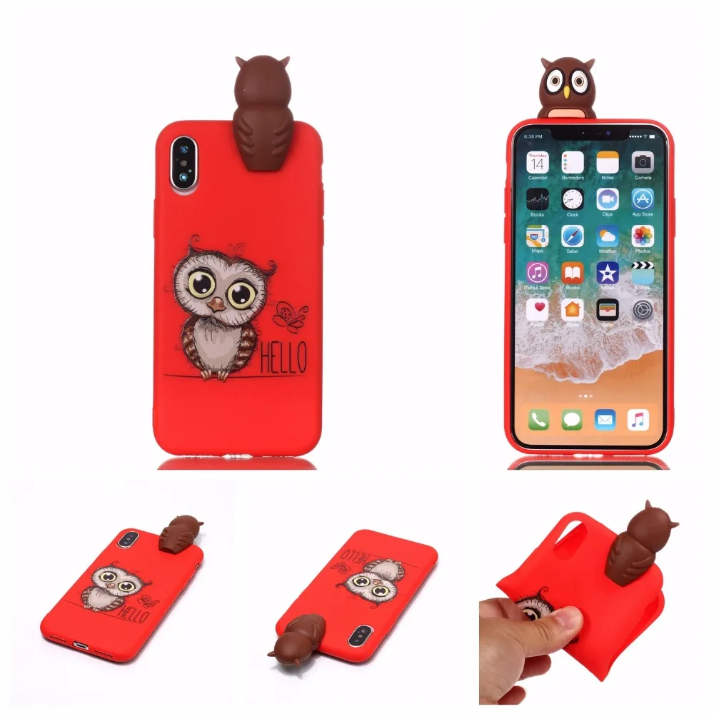 Для iPhone 6 6s 6Plus Plus 7 8 X Чехол 3D Мягкий силиконовый чехол с рисунком из мультфильма