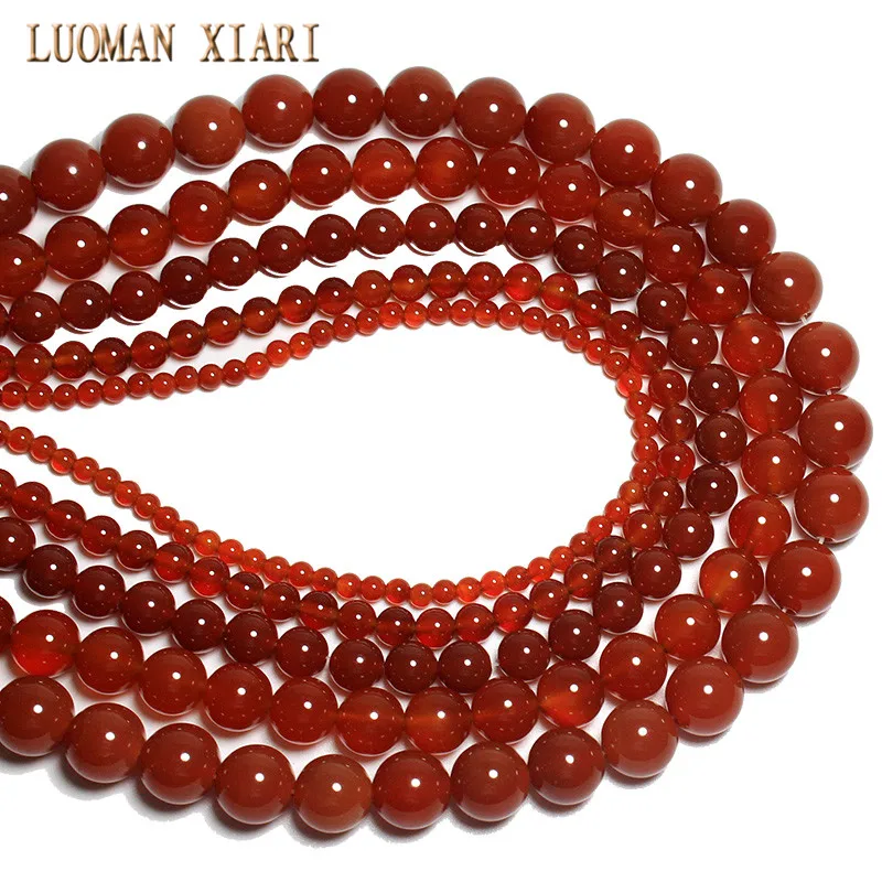 Натуральный круглый бисер из красного агата AAA + для самостоятельного