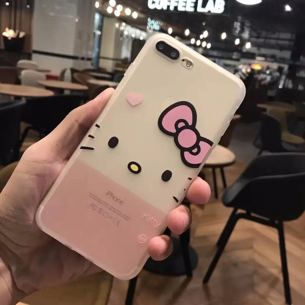 3D дизайн Hello kitty милый чехол с мультяшным котом для iphone 6 6s 4 7 plus 5 роскошный мягкий