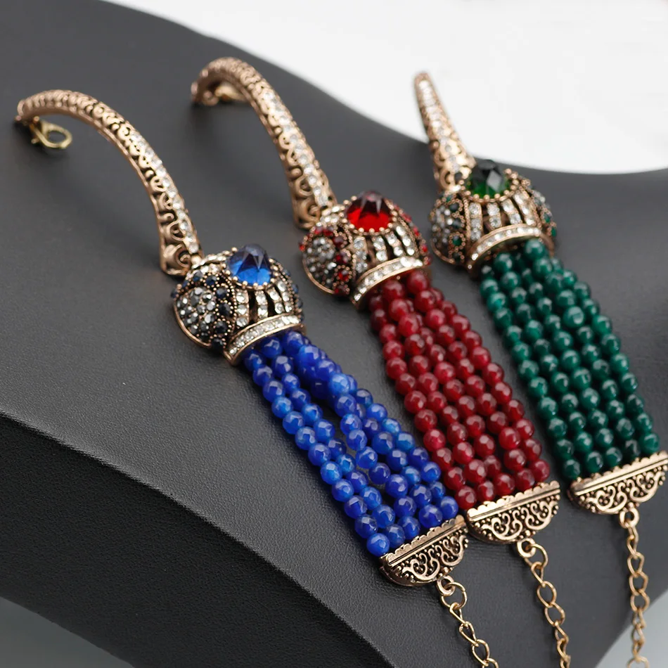 2018 женские браслеты из натурального камня и хрусталя античный золотой браслет