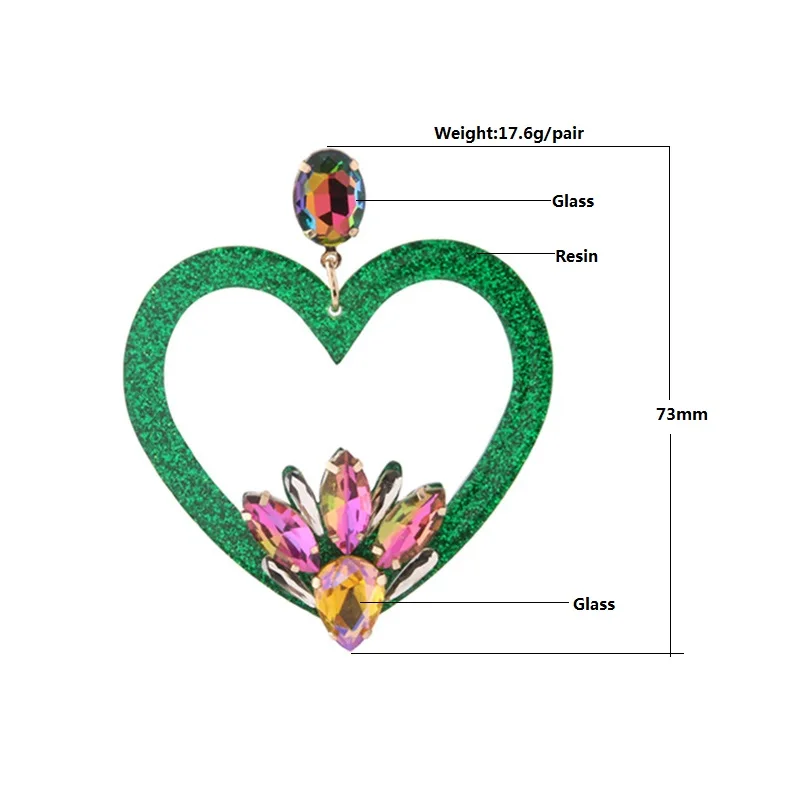 Большие серьги NeeFu WoFu полимерная серьга в форме сердца стеклянные рождественские