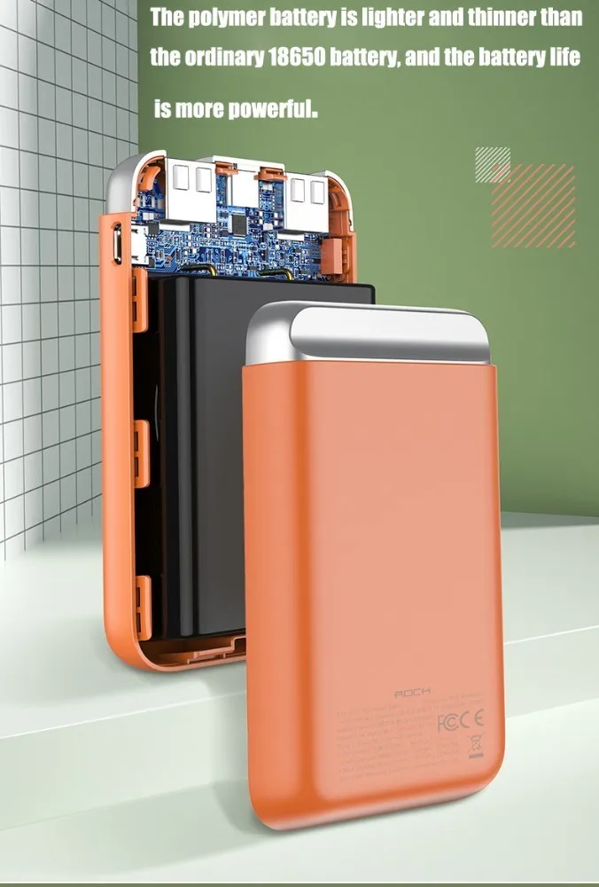 Rock 3a 10000 мАч светодиодный внешний аккумулятор с двумя usb-портами, портативное зарядное устройство, внешний аккумулятор для Iphone Xiaomi Mi телефона