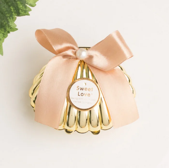 light pink 30 шт. Пластиковые Золотые белые синяя ракушка Свадебные сувениры коробки для конфет шоколадные коробочки bomboniera вечерние подарочные коробки сувениры для гостей - Цвет: light pink