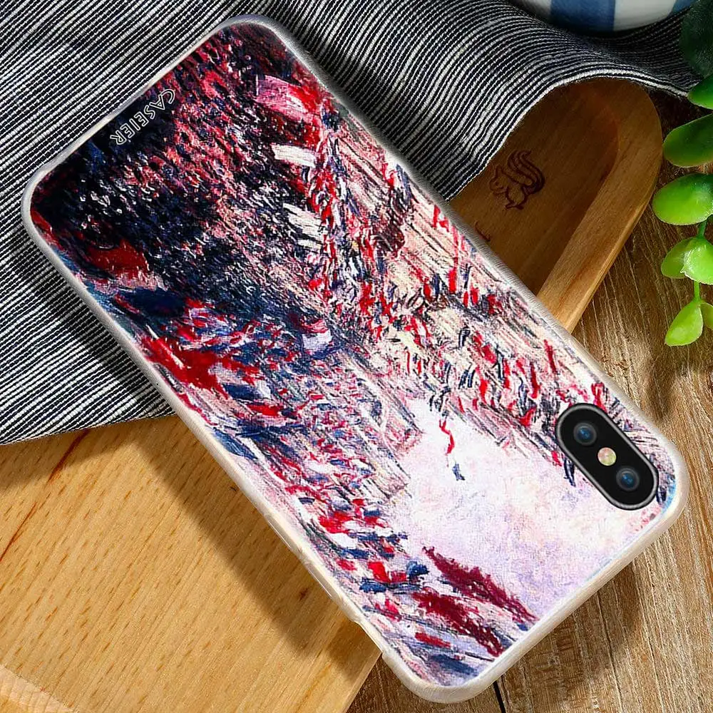 Чехол CASEIER 3D Releif Monet для iPhone X XS 7 6 6s 8 Plus мягкие силиконовые чехлы из ТПУ 5S Fundas Capinha |