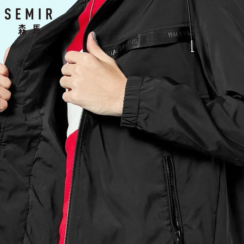 SEMIR мужская куртка с капюшоном на молнии шнурке ветровка карманом из
