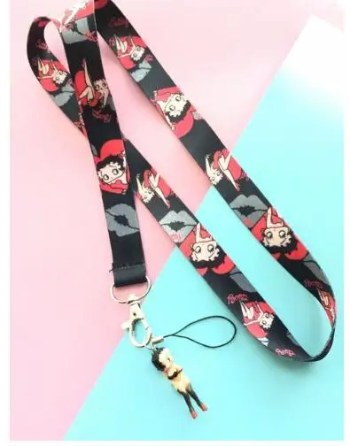 New black 1Pcs Straps sexy betty boop Lanyards Neck Mobile Phone ID Card women Key chain kids party gifts | Украшения и