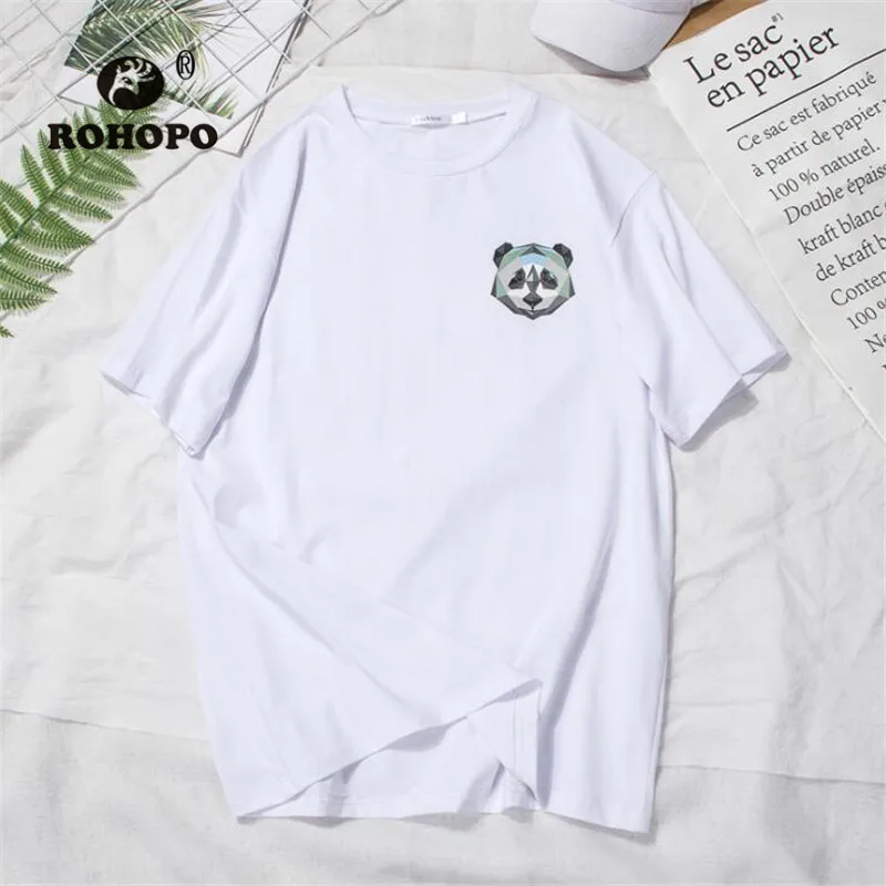 Винтажная мужская летняя футболка с короткими рукавами и принтом панда ROHOPO