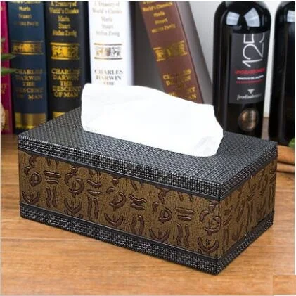 

high quality PU leather Wooden structures tissue box napkin holder for toilet paper holder PZJH024