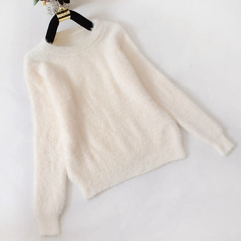 Пушистый свитер женские свитера и пуловеры 2021 кашемировый корейский трикотажный