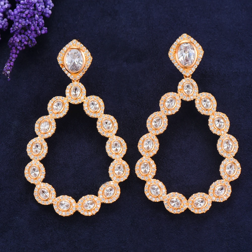 Роскошные Большие серьги подвески с фианитами класса ААА эффектные висячие