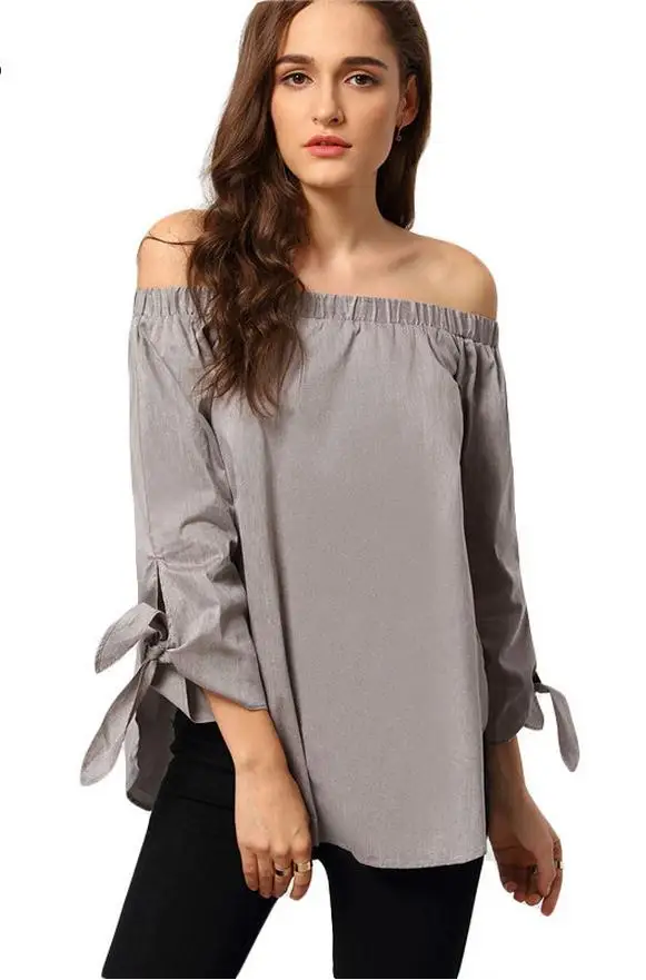 Элегантный лук с плеча женский блузка рубашка Сексуальная лето 2016 девушки белая