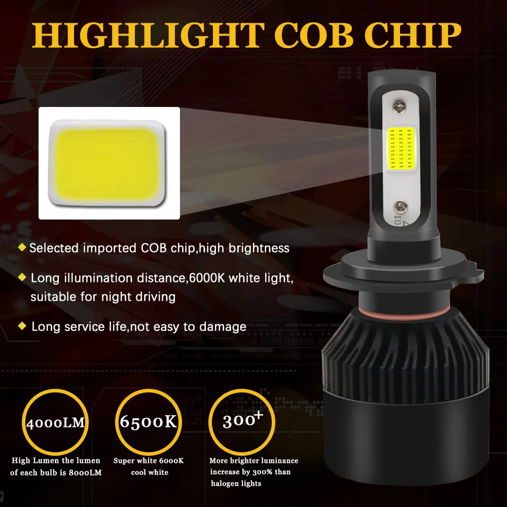 Turbo Led H4 H7 H1 H11 H3 H8 H9 H27 HB4 HB3 9005 9006 9007 881 светодиодная фара лампа 8000lm 6500K Автомобильная