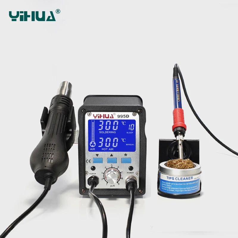 YIHUA 995D паяльная станция горячий воздушный пистолет паяльник материнская плата Распайка сварка ремонт 2In1BGA Восстановленный паяльник EU US