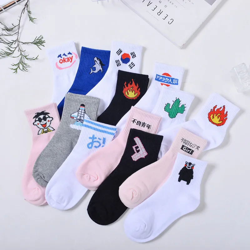 Женские брендовые хлопковые носки с героями мультфильмов Harajuku женские милые