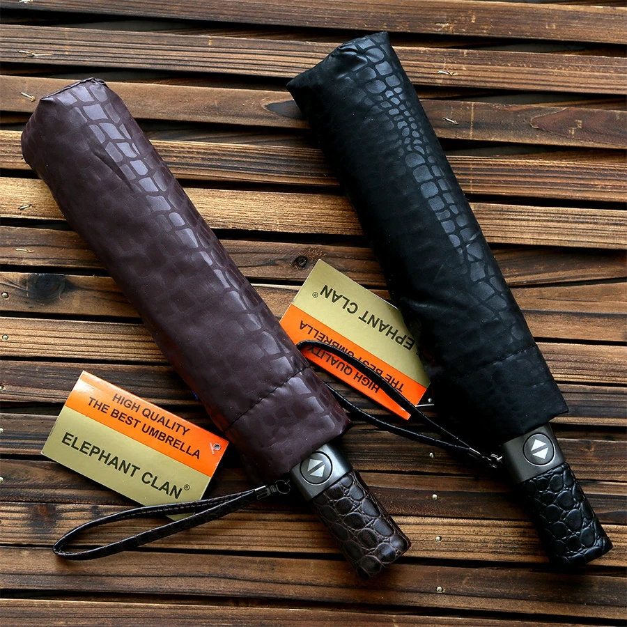 JESSE KAMM New Gentle Men Three Folding Compact Fully Automatic Large Imitation leather High Quality Winfproof Strong Umbrellas | Дом и сад