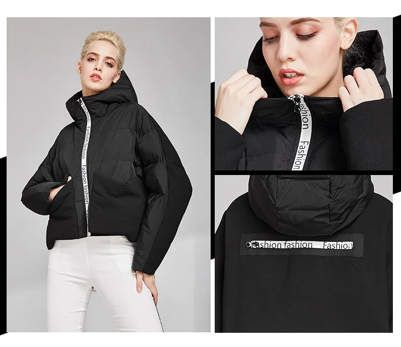 BEEBOONE зима короткий женский модный пуховик Куртки tide бренд аутентичный