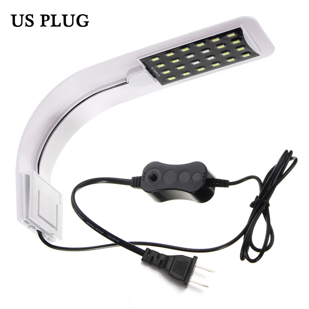 US Plug 10W 110 V/220 V 24 светодиодный аквариумный светильник клип аквариум лампа белого и синего цвета светильник ing растут светильник Водонепроницаемый лампа для аквариумов по стандартам ЕС/США - Цвет: US Plug