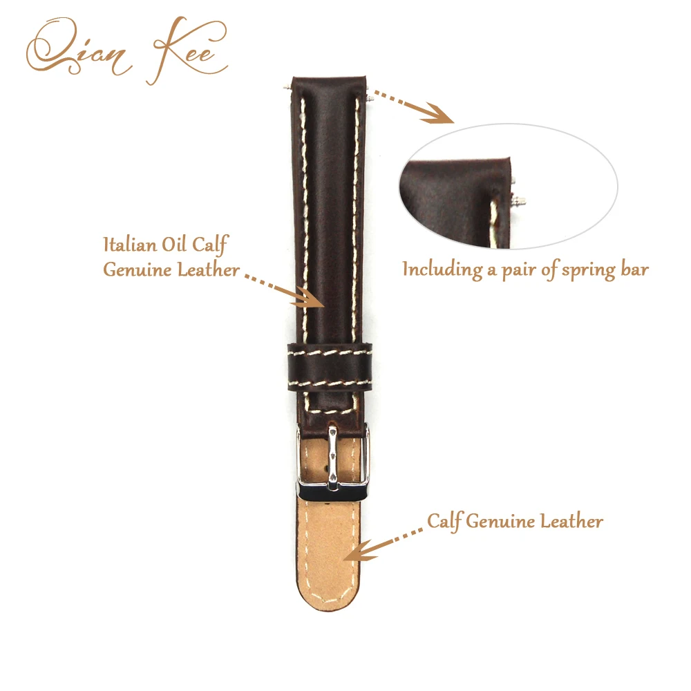 Ремешок для часов YQI из натуральной кожи итальянский винтажный браслет наручных