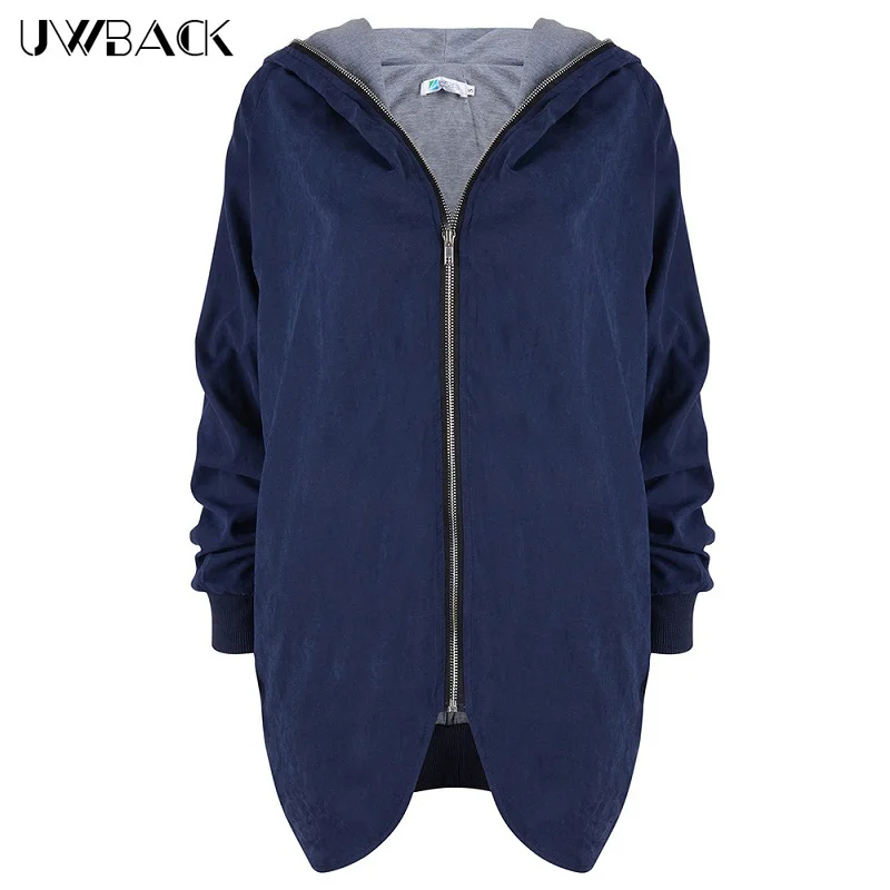 Uwback 2018 весенний брендовый Женский Тренч Осенний базовый плащ с капюшоном для