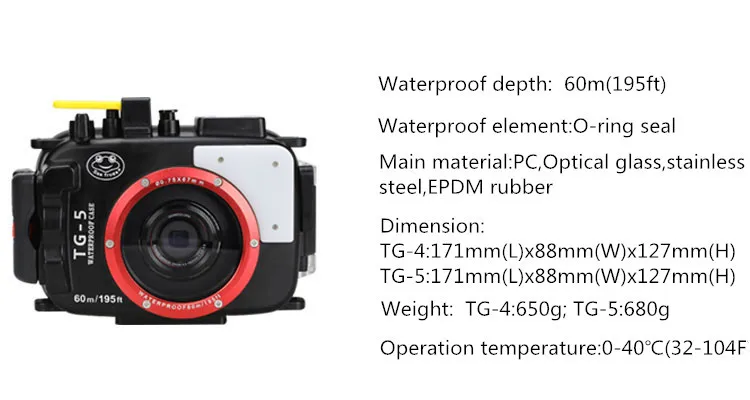 Seafrogs 40 м/130 футов TG5 подводный чехол для дайвинга водонепроницаемый корпус для Olympus TG-5 камера M10/M14/M16 море и море Nauticam