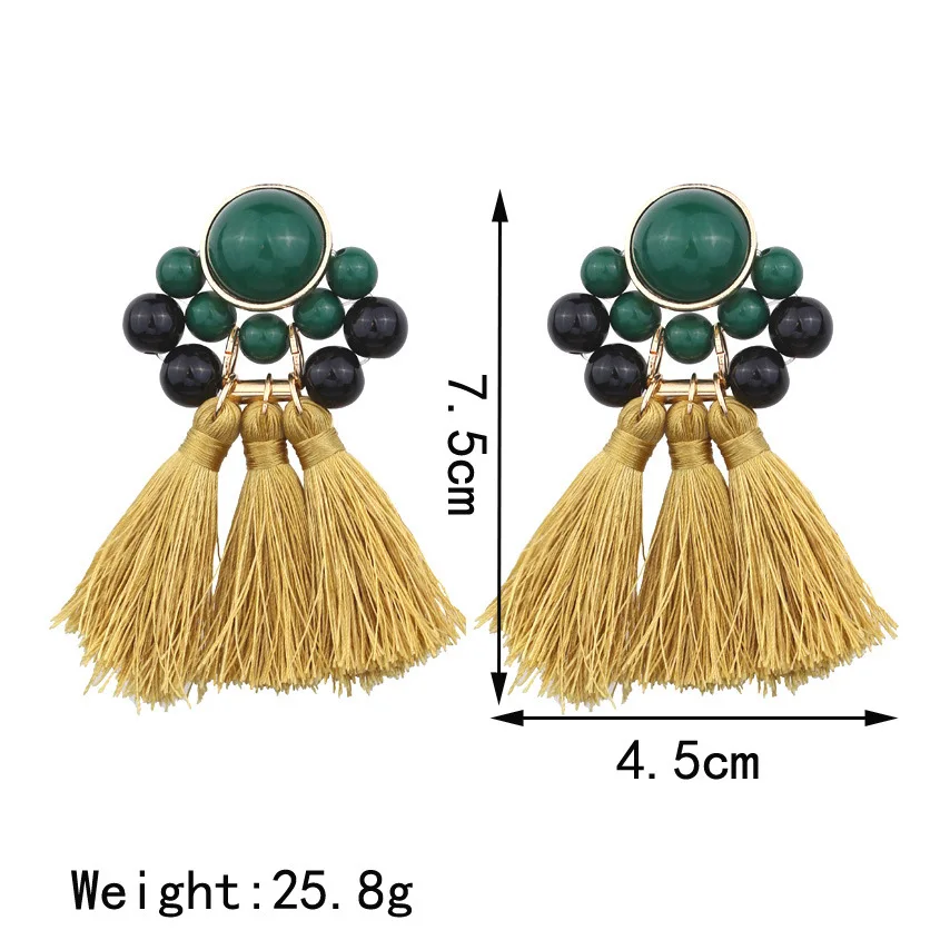 LUBOV красочные с бахромой висячие серьги винтажные полимерные камни