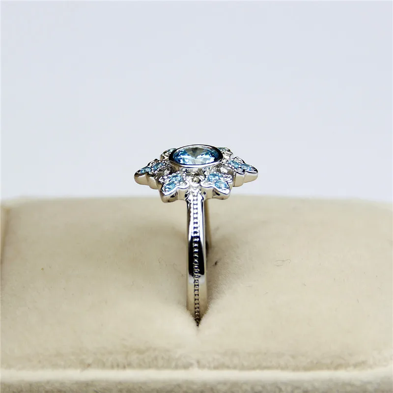 Круглый вырез 5 мм 0.50CT Циркон 925 стерлингового серебра Halo акценты Снежный хлопья
