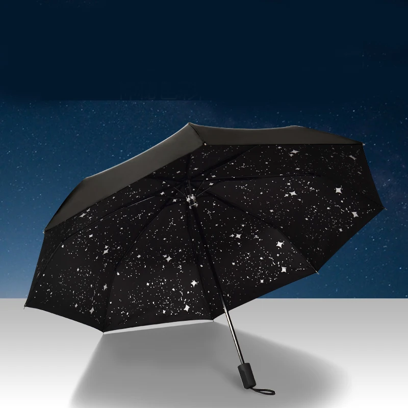 Модные черные звезды женский зонт в три раза защита от ветра анти Солнечный с