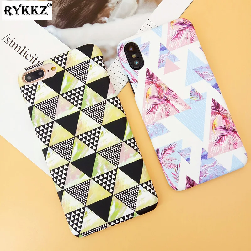 Fashion Geometry Triangle Pattern Mobile Phone Case for iPhone X 1Ultra Thin Matte Hard PC Cover 7 8 6 6S Plus |