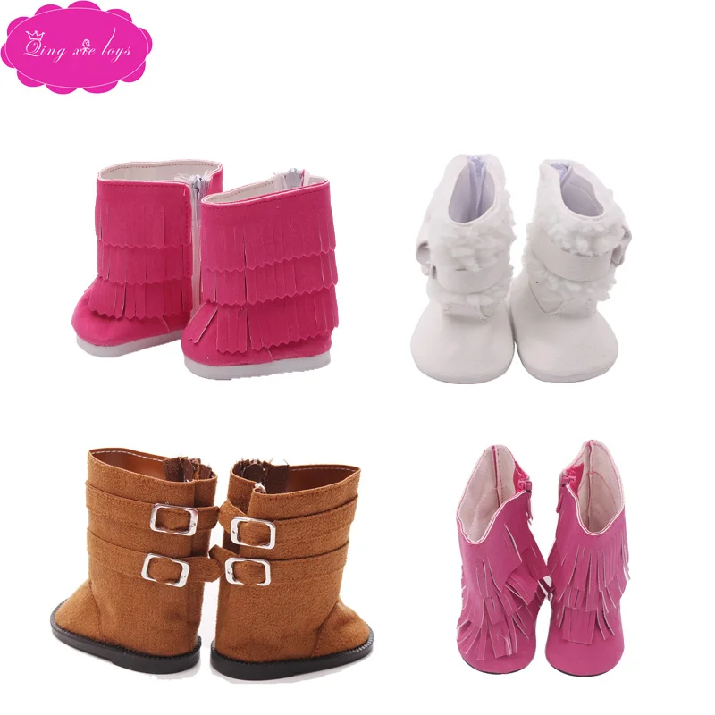 

New doll shoes heels lovely winter boots 5 colors fit 18-inch girl dolls and 43-cm baby dolls shoe accessories s56-s142