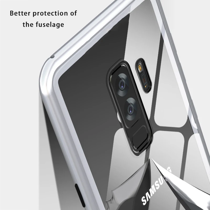 Чехол для телефона с магнитным закаленным стеклом Samsung S8 S9 S10 S10E Plus note 8 9 10 A20 A20S A30