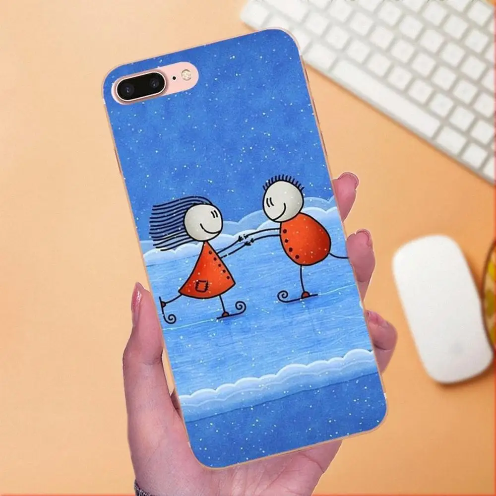 For Apple iPhone 4 4S 5 5C 5S SE 6 6S 7 8 Plus X XS Max XR TPU Cases Covers Ice Skating With Friend Sport | Мобильные телефоны и