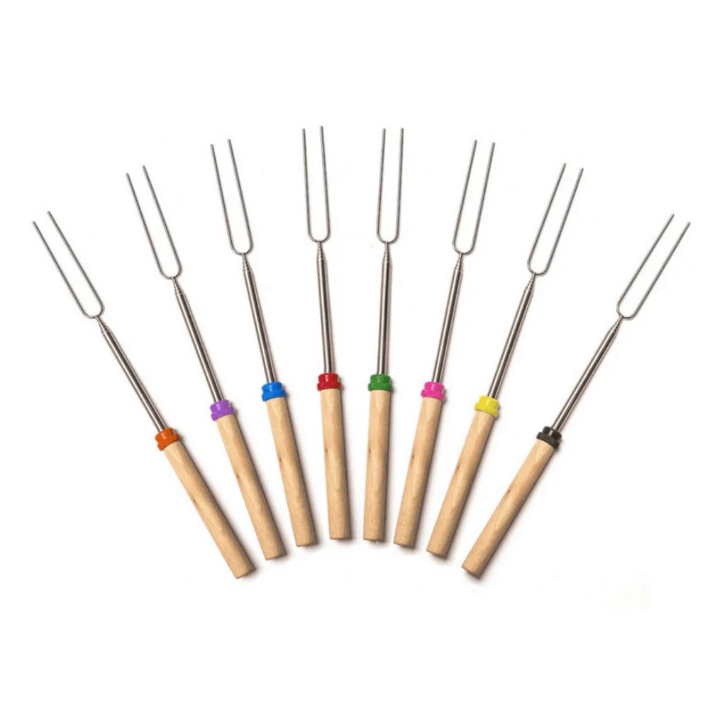 8 шт. Выдвижная обжига палочки телескопической вилки длинные Кемпинг шампуров