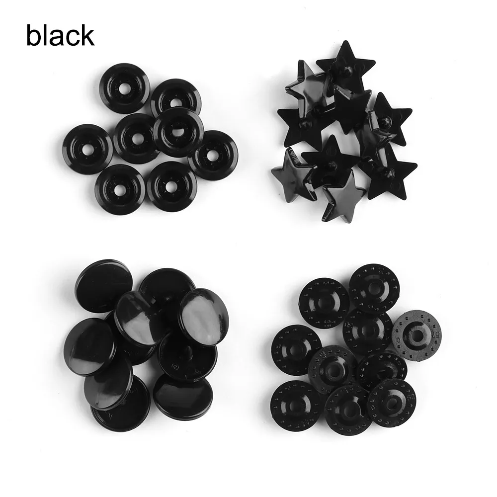 black 10 наборов(40 шт.) пластиковые защелки, аксессуары для одежды, сделай сам, скрапбукинг, для шитья, полимерные кнопки, пресс-шпильки, крепежи, 13 цветов - Цвет: black