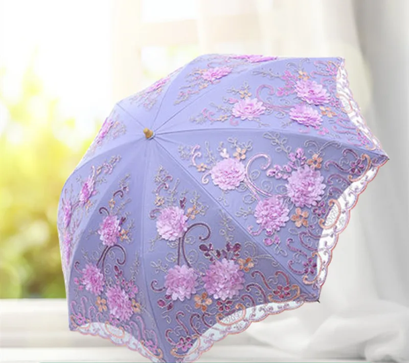 Новый вышитый зонтик кружевной зонт принцессы от солнца дождя двойного