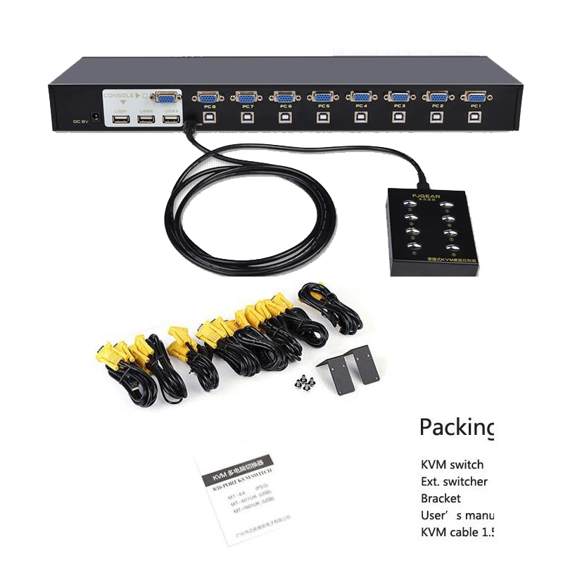 VGA Sitch 8 портов KVM переключатель ручной ключ пресс VGA USB проводной пульт дистанционного расширения коммутатор 1U ConsoleFJ-810UK