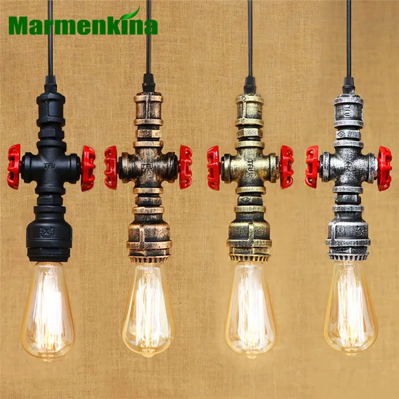 

Nordic Countryside LOFT Pendant Lamps Water Pipe Chandeliers Single E27 lamp holder Retro Antique Restaurant Bar Cafe AC110-240V