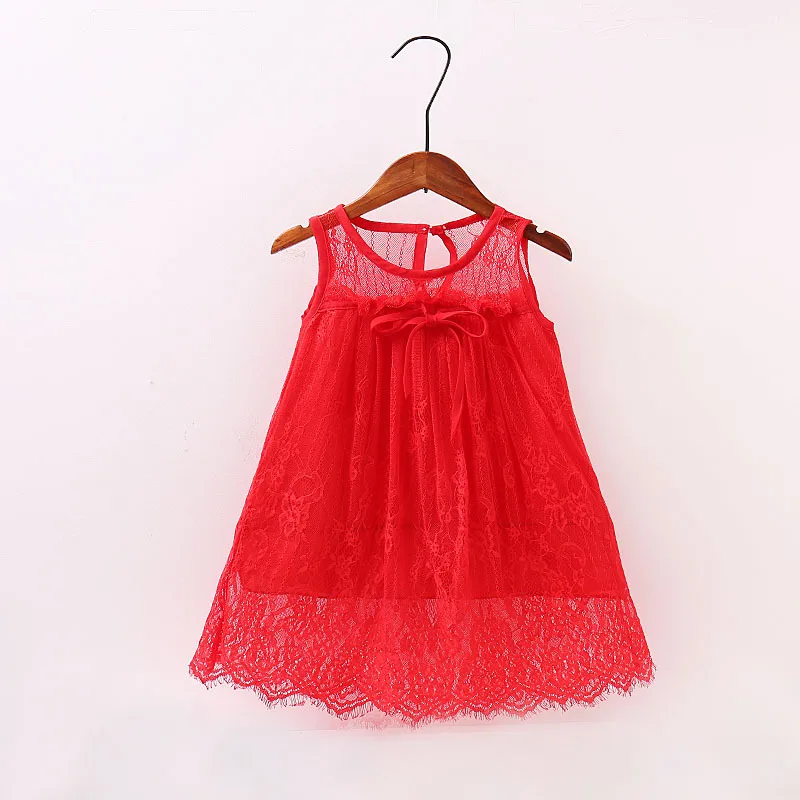 Лето ребенок без рукавов твердые сетки infantil младенческой принцесса dress детская