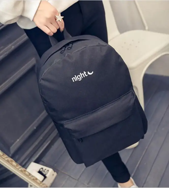 

2021 Hot Canvas Backpack Fashion Boys & Girls School Bag Pack Day& Night Embroidery Rucksack Causal Shoulder Bag Mochila