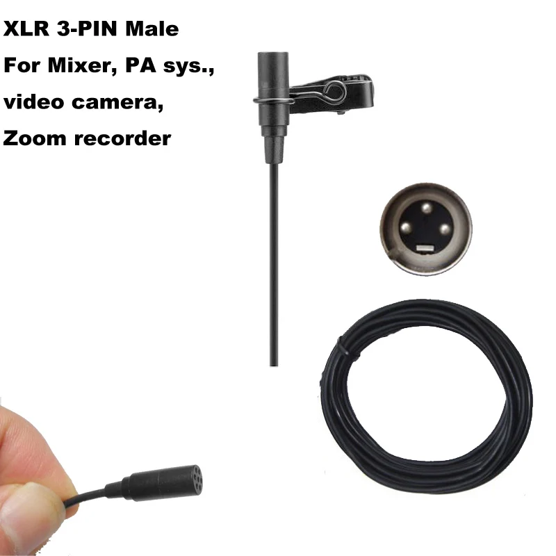 9 52V Phantom Power XLR Lavalier Клип на лацкане микрофон для миксера PA системы видеокамеры и