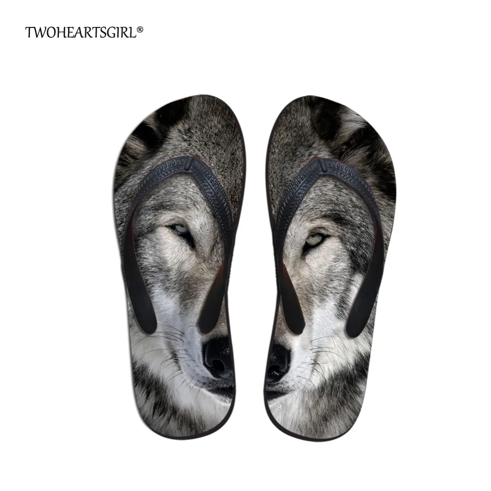 

Шлепанцы twoheart sgirl женские, пляжные сандалии с принтом волка, удобные домашние тапочки, флип-тапочки, серого цвета