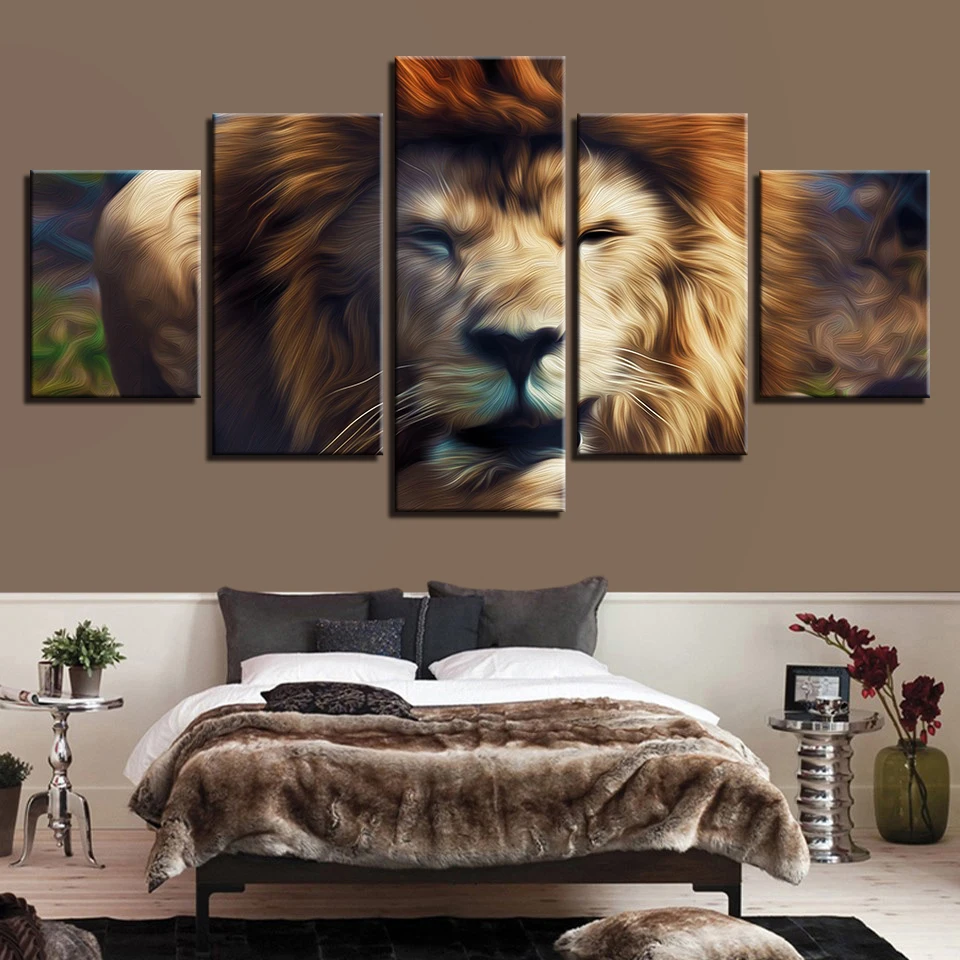 Принт с животными Гепард кошка собака медведь цветные картины постер настенный принт цвет 5 панель