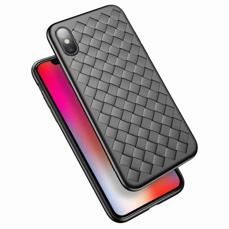Black BV тканевая Сетка Мягкий силиконовый чехол для iPhone 5 5S SE корпус iPhone X 6 6 S 8 7 Plus 8 Plus ретро тонкий бампер чехол для телефона сумка чехол - Цвет: Black